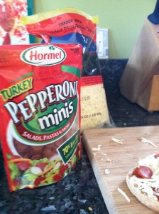 Easy English Muffin Pizza - Hormel Turkey pepperoni minis