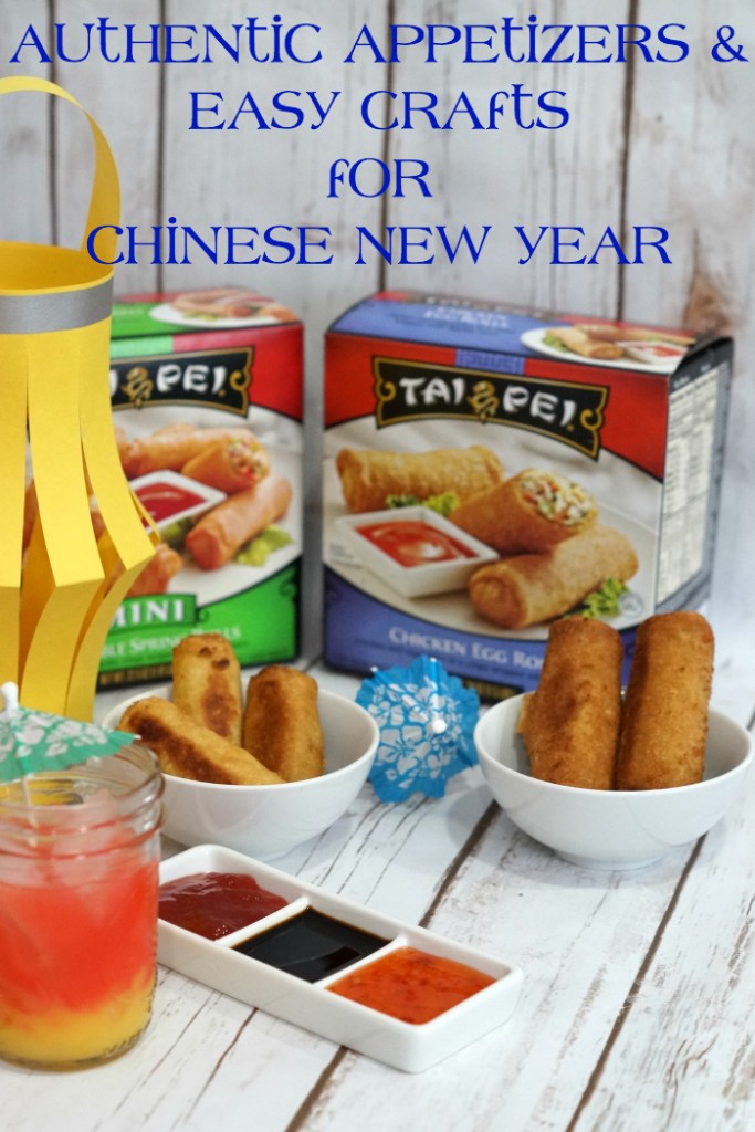 Enjoy Tai Pei® appetizers while you're making easy Chinese New Year Crafts: Chinese Paper Lanterns and a Cocktail Umbrella Drink Wreath #NewYearFortune #ad