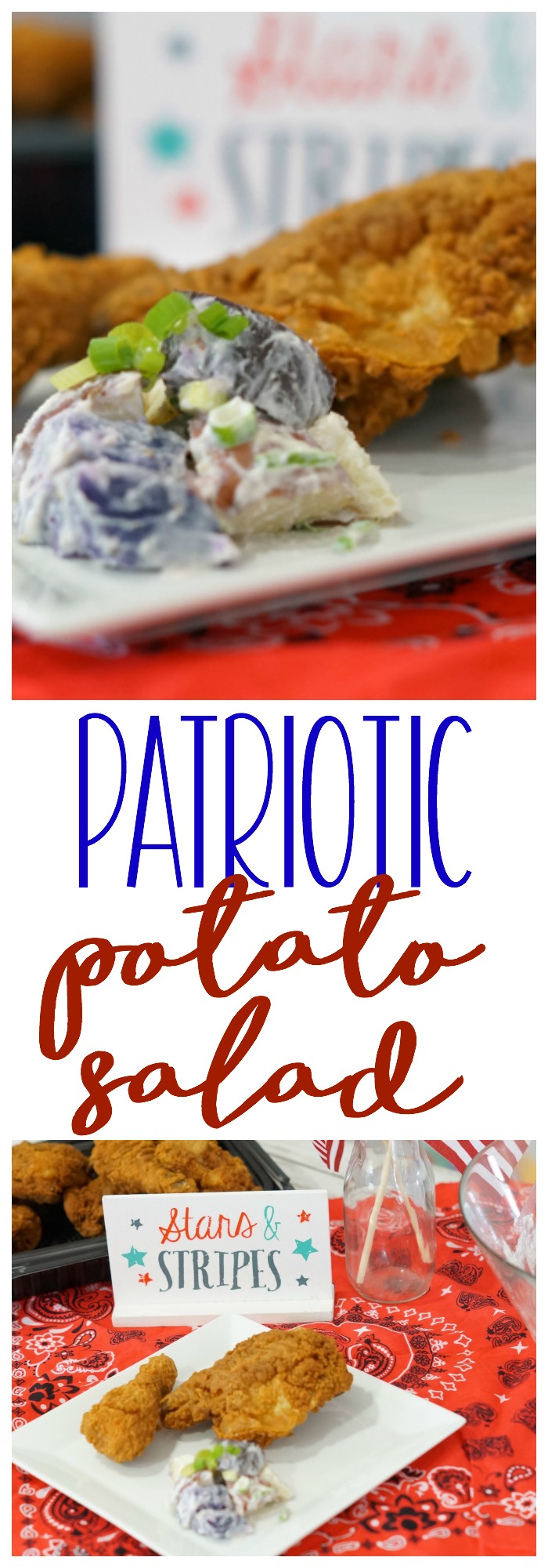 This easy potato salad is perfect for Fourth of July cookouts! Grab your red, white, and blue potatoes and let's get cooking! AD