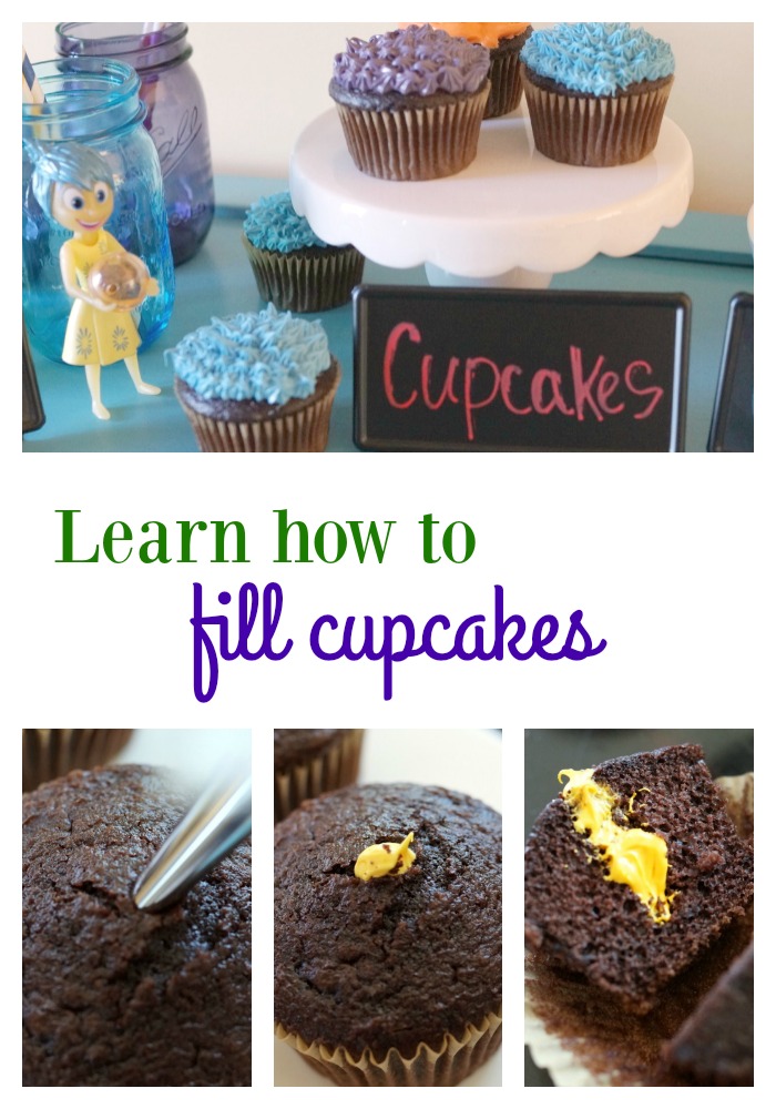 Learn how to fill cupcakes and great Disney's Inside Out Party Ideas #InsideOutEmotions AD